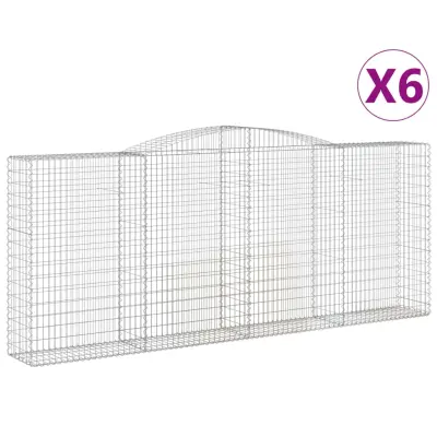 vidaXL Obokane gabion košare 6 kosov 400x50x160/180cm pocinkano železo
