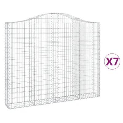 vidaXL Obokane gabion košare 7 kosov 200x30x160/180cm pocinkano železo