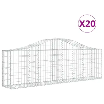 vidaXL Obokana gabionska košara 20kosa 200x30x60/80cm pocinkano železo
