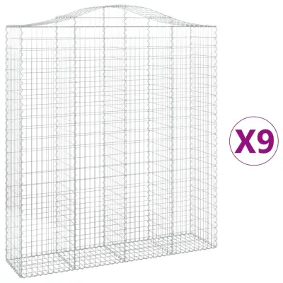 vidaXL Obokana gabion košara 9 kos 200x50x220/240 cm pocinkano železo
