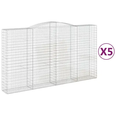 vidaXL Obokane gabion košare 5 kosa 400x50x220/240 cm pocinkano železo