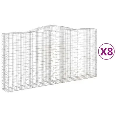 vidaXL Obokane gabion košare 8 kosa 400x50x200/220 cm pocinkano železo