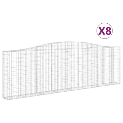 vidaXL Obokane gabion košare 8 kosov 400x30x120/140cm pocinkano železo
