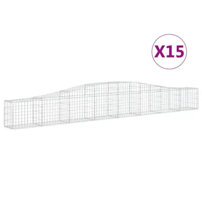 vidaXL Obokane gabion košare 15 kosi 400x30x40/60 cm pocinkano železo