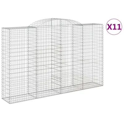 vidaXL Obokana gabionska košara 11kosi 300x50x180/200cm cinkano železo