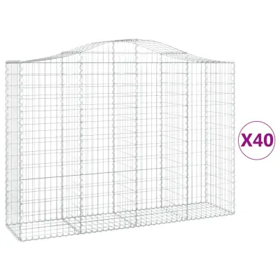 vidaXL Obokane gabion košare 40 kosi 200x50x140/160cm pocinkano železo