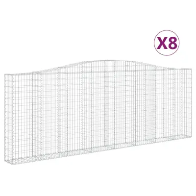 vidaXL Obokane gabion košare 8 kosov 400x30x140/160cm pocinkano železo