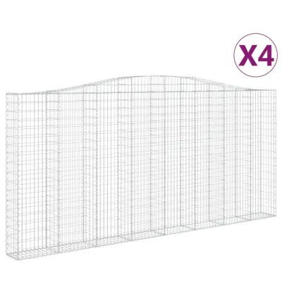 vidaXL Obokane gabion košare 4 kosi 400x30x180/200 cm pocinkano železo