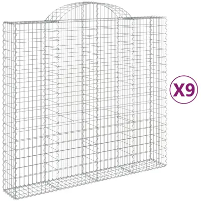 vidaXL Obokane gabion košare 9 kosi 200x50x180/200 cm pocinkano železo