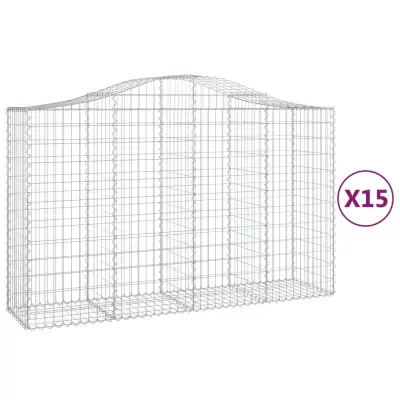 vidaXL Obokane gabion košare 15kosov 200x50x120/140cm pocinkano železo