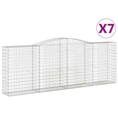 vidaXL Obokane gabion košare 7 kosov 400x50x140/160cm pocinkano železo