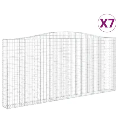 vidaXL Obokane gabion košare 7 kosov 400x30x180/200cm pocinkano železo