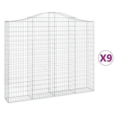 vidaXL Obokane gabion košare 9 kosa 200x30x160/180 cm pocinkano železo