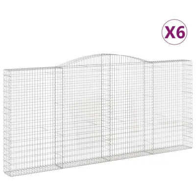 vidaXL Obokane gabion košare 6 kosov 400x30x180/200cm pocinkano železo