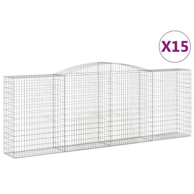 vidaXL Obokane gabion košare 15kosov 400x50x140/160cm pocinkano železo