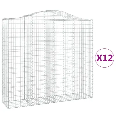 vidaXL Obokane gabion košare 12kosa 200x50x180/200 cm pocinkano železo