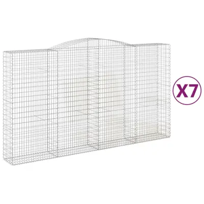 vidaXL Obokane gabion košare 7 kosa 400x50x220/240 cm pocinkano železo