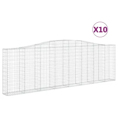 vidaXL Obokane gabion košare 10kosov 400x30x120/140cm pocinkano železo