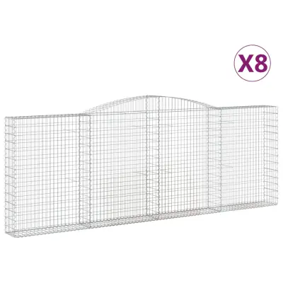vidaXL Obokane gabion košare 8 kosov 400x30x140/160cm pocinkano železo