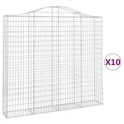 vidaXL Obokane gabion košare 10 kosa 200x30x180/200cm pocinkano železo