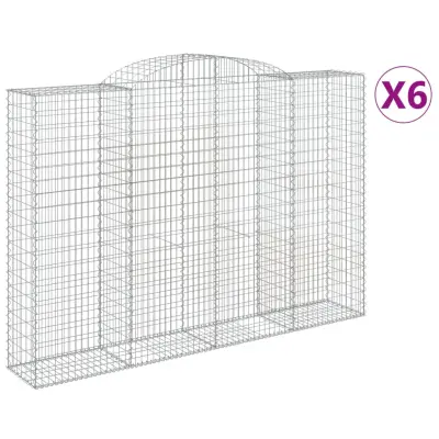 vidaXL Obokane gabion košare 6 kosa 300x50x200/220 cm pocinkano železo