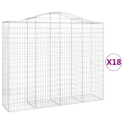vidaXL Obokane gabion košare 18kosi 200x50x160/180 cm pocinkano železo