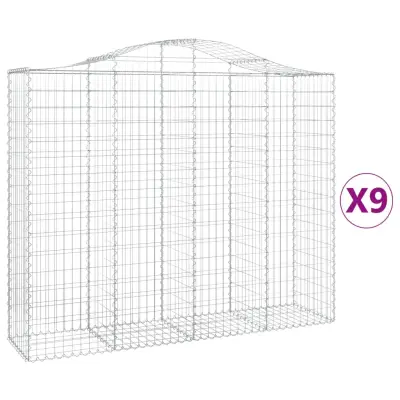 vidaXL Obokana gabionska košara 9kos 200x50x160/180cm pocinkano železo