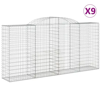 vidaXL Obokane gabion košare 9 kosi 300x50x140/160 cm pocinkano železo
