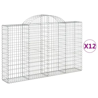 vidaXL Obokane gabion košare 12kosov 200x30x120/140cm pocinkano železo