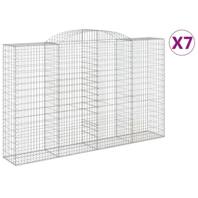 vidaXL Obokane gabion košare 7 kosov 300x50x180/200cm pocinkano železo
