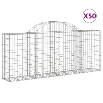 vidaXL Obokane gabion košare 50 kosov 200x30x80/100 cm cinkano železo