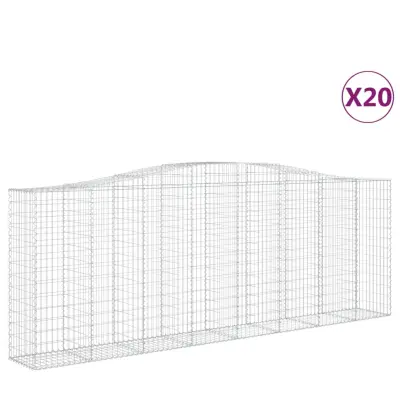 vidaXL Obokane gabion košare 20 kos 400x50x140/160 cm pocinkano železo