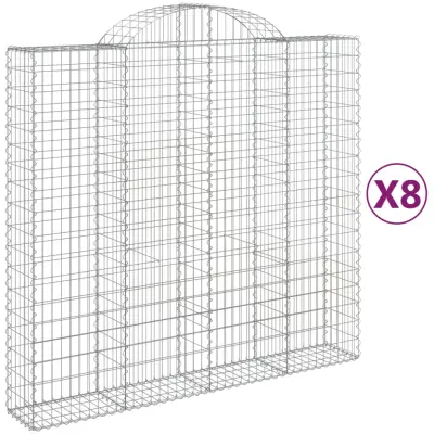 vidaXL Obokane gabion košare 8 kosi 200x50x180/200 cm pocinkano železo