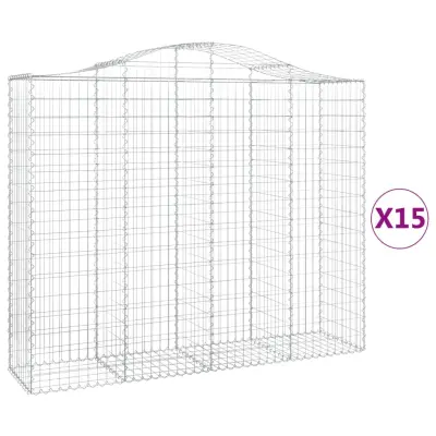 vidaXL Obokane gabion košare 15kosov 200x50x160/180cm pocinkano železo