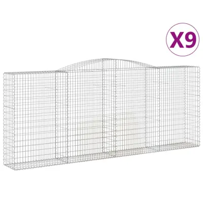 vidaXL Obokana gabionska košara 9 kos 400x50x160/180cm cinkano železo