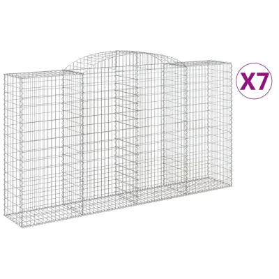 vidaXL Obokane gabion košare 7 kosi 300x50x160/180 cm pocinkano železo