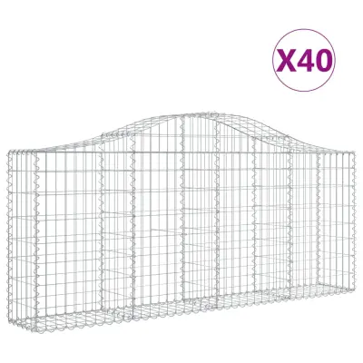 vidaXL Obokane gabion košare 40 kosov 200x30x80/100 cm cinkano železo