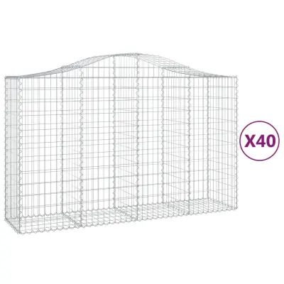 vidaXL Obokane gabion košare 40 kosa 200x50x120/140cm pocinkano železo