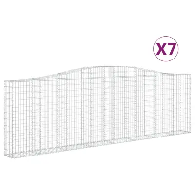 vidaXL Obokane gabion košare 7 kosov 400x30x120/140cm pocinkano železo