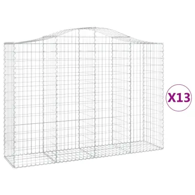 vidaXL Obokane gabion košare 13kosi 200x50x140/160 cm pocinkano železo