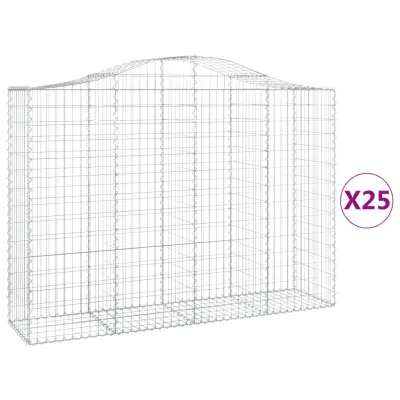 vidaXL Obokane gabion košare 25 kosi 200x50x140/160cm pocinkano železo