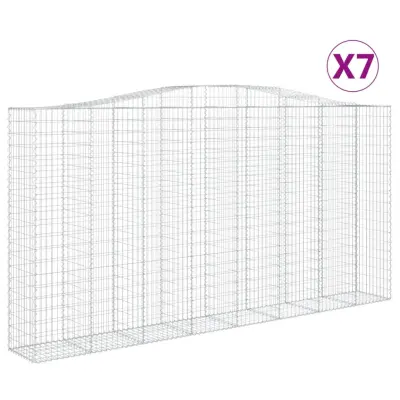 vidaXL Obokane gabion košare 7 kosa 400x50x200/220 cm pocinkano železo