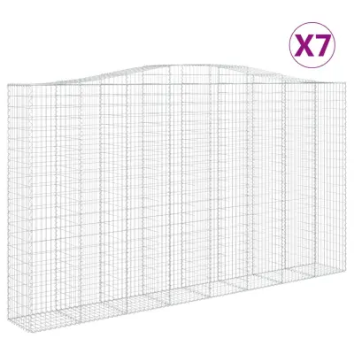 vidaXL Obokane gabion košare 7 kosa 400x50x220/240 cm pocinkano železo