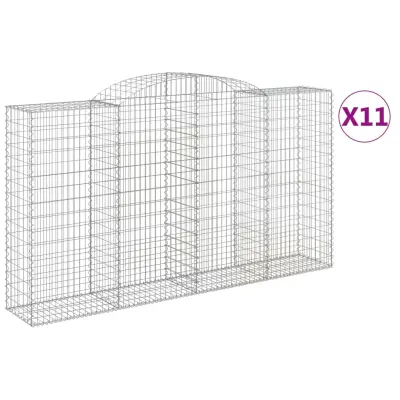 vidaXL Obokane gabion košare 11kosi 300x50x160/180 cm pocinkano železo