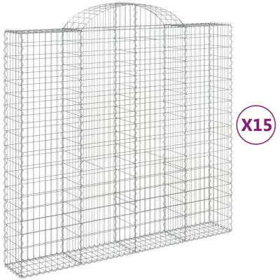 vidaXL Obokane gabion košare 15kosov 200x50x180/200cm pocinkano železo