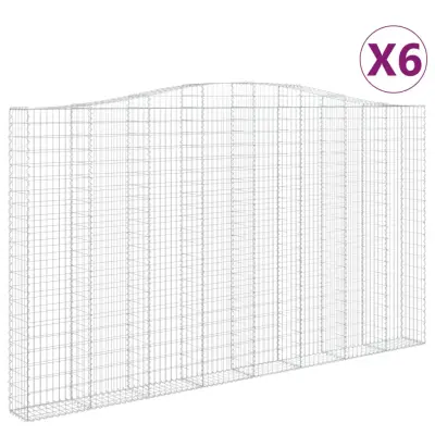 vidaXL Obokane gabion košare 6 kosa 400x50x220/240 cm pocinkano železo