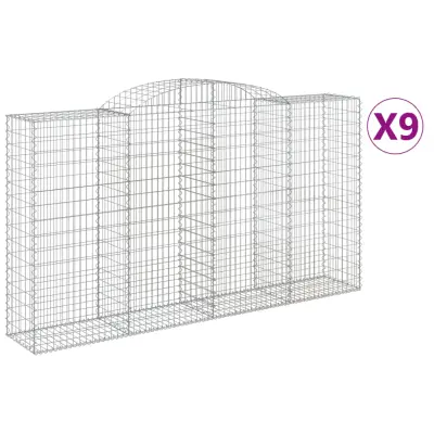vidaXL Obokane gabion košare 9 kosi 300x50x160/180 cm pocinkano železo