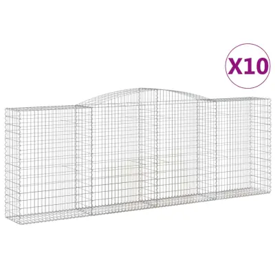vidaXL Obokane gabion košare 10kosov 400x50x140/160cm pocinkano železo