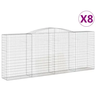 vidaXL Obokana gabionska košara 8 kos 400x50x160/180cm cinkano železo