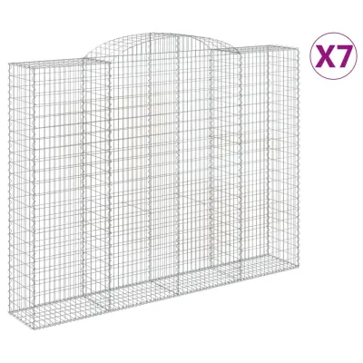 vidaXL Obokane gabion košare 7 kosa 300x50x220/240 cm pocinkano železo